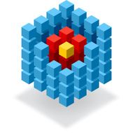 Segmented blue cube infographic N2