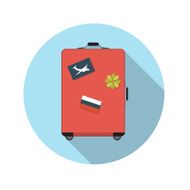 Flat Design Concept Suitcase Vector Illustration With Long Shado N6