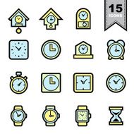 Clock line icons set