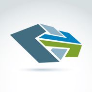 Bright complex geometric element created from separate parts 3d