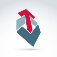 Geometric abstract 3D symbol with arrow vector graphic design N3