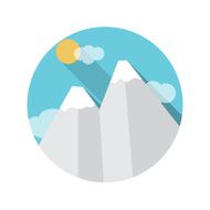 Flat Design Concept Mountains Vector Illustration With Long Shad