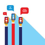 Hand holding smart phone Social network and communication