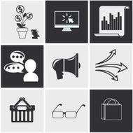 Icons for seo social media online shopping