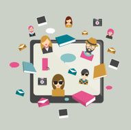 Global communication Social media illustration Flat concept Vector