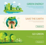 save the world and green energy concept web banner