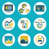 Data Retro Flat Design Style Business Infographics analytic Icons Vector