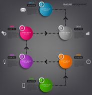 Time line info graphic colored round element template