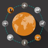 Paper clipped sticker globe transport Set N5