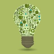 Lightbulb with sketch ecology and waste icons N2