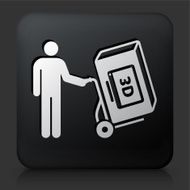 Black Square Button with 3D Television Shipment Icon