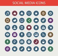 Set of modern flat design social media icons N3