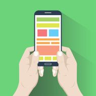 Smartphone in hands Flat design