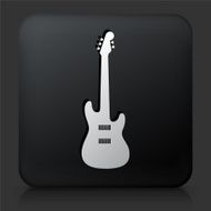 Black Square Button with Bass Guitar