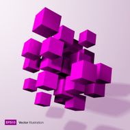 Abstract composition of purple 3d cubes