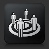 Black Square Button with Target Market Icon