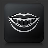 Black Square Button with Smiling Mouth