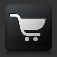 Black Square Button with Shopping Cart N9
