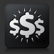 Black Square Button with Money Signs