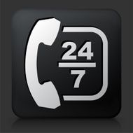 Black Square Button with 24 7 Customer Service