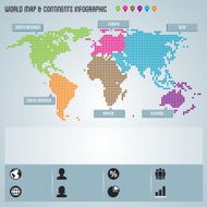 Dot World Map &amp; Continents Infographic