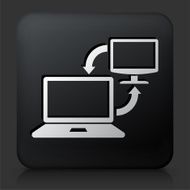 Black Square Button with Computer Exchange Icon