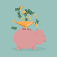 Money into a pink piggy bank N2