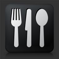 Black Square Button with Fork