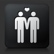Black Square Button with Homosexual Couple N2