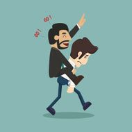 Boss riding on businessman