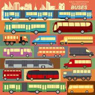 Public transportation buses Set elements infographics N7