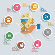 Money time info graphic design concept colorful version clean vector