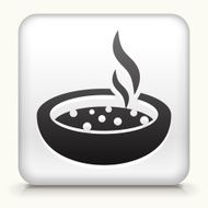 White Square Button with Hot Bowl Icon