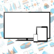 smartphone tablet pc and television on infographic background