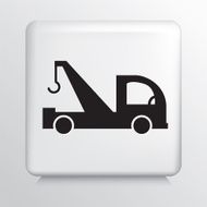 Square White Icon With Silhouette Tow Truck Hook