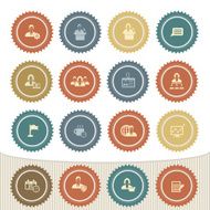 Human resource and business icon set Retro button