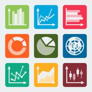 Diagrams graphs charts vector icons set