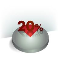 3D circle chart 20 percent Button for infographic