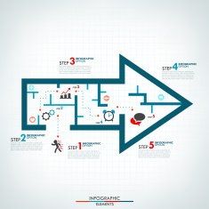 Infographic Process Template with Line Style Arrow N2