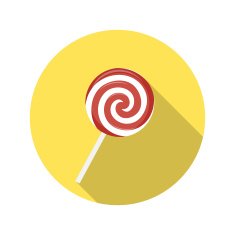 Flat Design Concept Candy Vector Illustration With Long Shadow