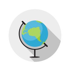 Flat Design Concept Globe Icon Vector Illustration With Long Sha