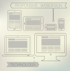 Responsive webdesign technology page design template concept N3