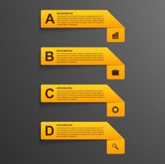 3D realistic paper options infographics modern style