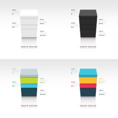 3d cube Vector template for infographic set