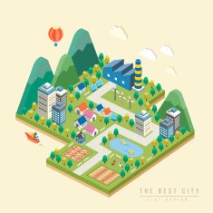 3d isometric infographic with lovely city