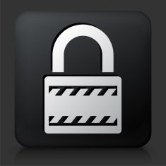 Black Square Button with Security Lock Icon N34