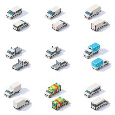 Vector isometric vans set
