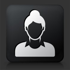Black Square Button with Female Face Icon N42