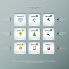 Modern infographics options banner with realistic colorful ribbo