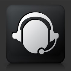 Black Square Button with Customer Support Icon N2